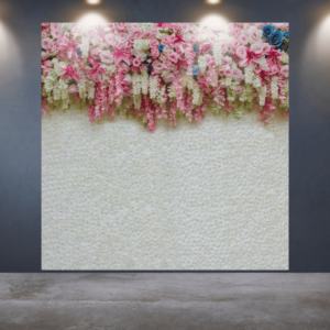 Stofbackdrop blomster væg lyserød