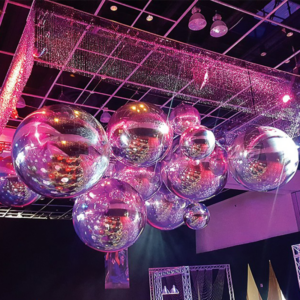 Mirrorballs til scener, store venues, og pynt til loft